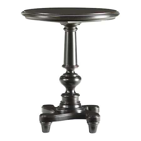 Tall Round Night Stand with Turned Pedesal